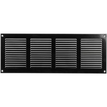 Imagem de Vent Systems 40,6 cm x 15,5 cm capa de ventilação preta grelha de retorno de ar de metal com tela de proteção de pragas embutida capa de ventilação HVAC para melhoria da casa capa de duto de