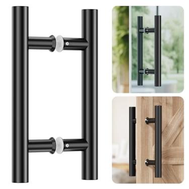 Imagem de Ranbo Hardware 25,4 cm de costas para trás 304 aço inoxidável puxador de porta de empurrar de dois lados, puxador de porta deslizante em forma de H, adequado para porta de vidro porta de madeira,