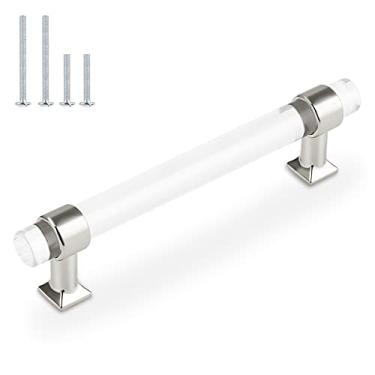 Imagem de Orger Pacote com 15 puxadores de acrílico para armários modernos, puxadores transparentes de armário de 12,7 cm de centro a centro, puxadores de armário transparentes, cromo polido para cabos de cozinha