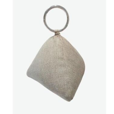 Imagem de Peso de Porta Triangular com Argola Metálica Tecido resistente à água Decorativo (Bege)