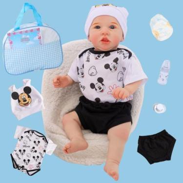 Imagem de Bebê Realista Boneco Reborn Menino Mickey Com Bolsa Maternidade RecémN