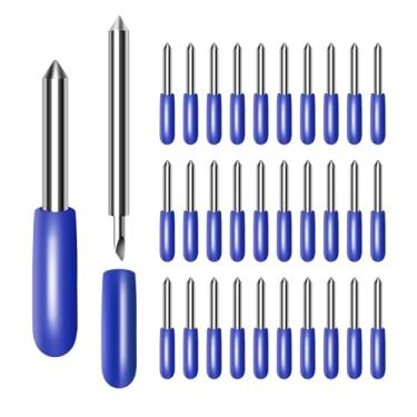 Imagem de BFVV 30 lâminas de letras de aço de tungstênio de 60 graus para plotter de corte Roland - compatível com Explore Air/Air 2/Air 3/Maker/Maker 3 - corta aglomerado, couro, tecido, feltro, etc.