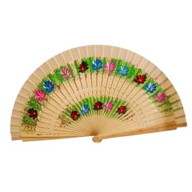 Imagem de simhoa Leque dobrável de mão de madeira versátil para dança e adereços para fotos de performance, Madeira