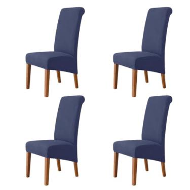 Imagem de Lzyjckh Capas elásticas para cadeiras de jantar, Capa para cadeiras com encosto alto, Protetor de cadeira removível e lavável, para decoração de casa, hotel, banquete, festa,Blue,4PCS