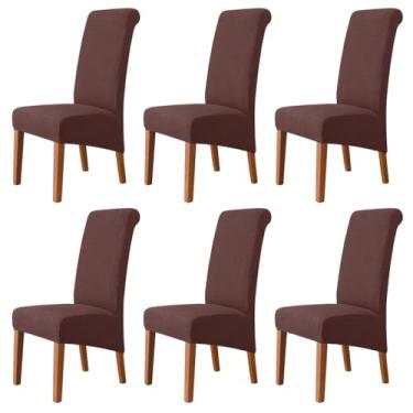 Imagem de Lzyjckh Capas elásticas para cadeiras de jantar, Capa para cadeiras com encosto alto, Protetor de cadeira removível e lavável, para decoração de casa, hotel, banquete, festa,Coffee,6PCS