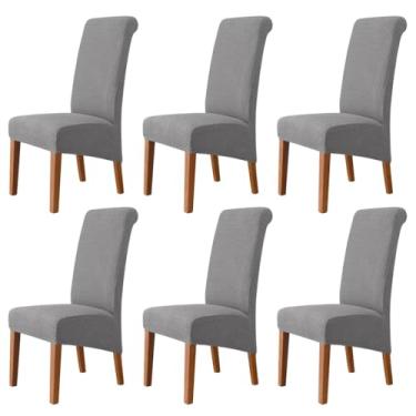 Imagem de Lzyjckh Capas elásticas para cadeiras de jantar, Capa para cadeiras com encosto alto, Protetor de cadeira removível e lavável, para decoração de casa, hotel, banquete, festa,Gray,6PCS