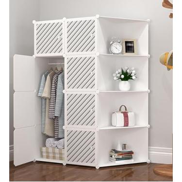 Imagem de Guarda-roupa Portátil Cubo Modular De Plástico Dobrável Armário De Armazenamento De Sapatos Prateleira Organizadora Para Corredor Quarto Entrada Sapateira Prateleira Para, 111x47x147cm