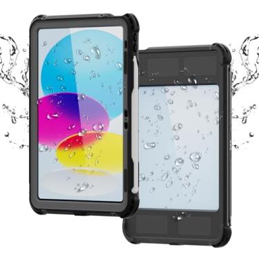 Imagem de FONREST Capa à prova d'água compatível com iPad (A16)/10ª geração IP68 A3354 A3355 A2757 A2696 com suporte de lápis, capa de vedação completa à prova de choque compatível com teclado Magic