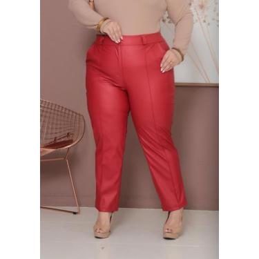 Imagem de Calça material sintético Plus Size Cintura Alta Moda Inverno - Fashion