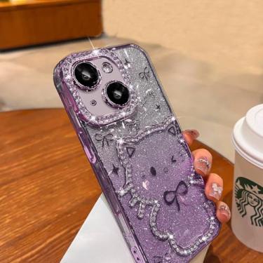 Imagem de Uioeua Capa de luxo compatível com iPhone 14, gato kawaii fofo e strass de diamante 3D com proteção à prova de choque para idosos e capa de telefone brilhante com glitter antiarranhões para mulheres e