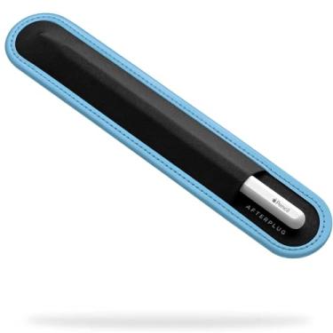 Imagem de Suporte Stylus Afterplug para Apple Pencil 1st & 2nd, USB-C, Pro e Slim Stylus – Capa elástica resistente a rasgos, base de microfibra e adesivo 3M para fixar em capas de iPad e tablet, azul celeste