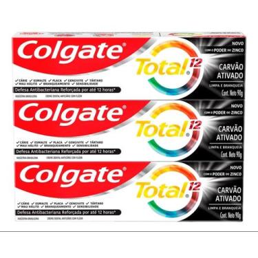Imagem de Kit Com 3 - Creme Dental Carvão Ativado Colgate Total 12 90g