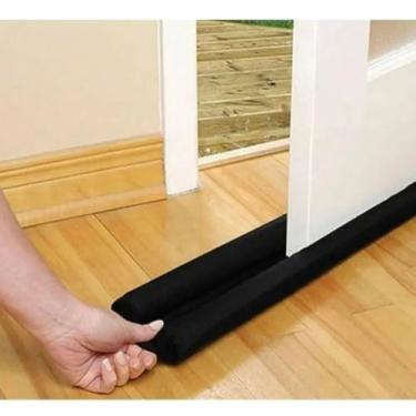 Imagem de Protetor De Porta Residencial Rolinho Dupla Vedação Fresta - Evita a entrada de insetos e poeira. (Preto, 80 cm)