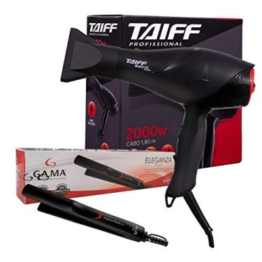 Imagem de KIT - SECADOR CABELO TAIFF PROF. BLACK ION 2000W 220V + PRANCHA GAMA ELEGANZA PLUS 210ºC