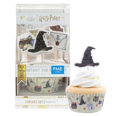 Imagem de PME Kit de decoração de cupcake de aniversário Harry Potter, Hogwarts (conjunto de 24 capas e toppers)