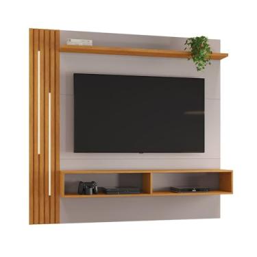 Imagem de JCM Movelaria - Painel MDP e Mdf Ripado para TV de até 65 polegadas Off e Cinamomo