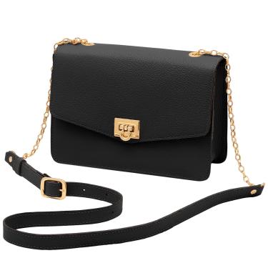 Imagem de Mariart Margarida Bolsa Transversal Feminina de Couro Bovino Legítimo (Preta)