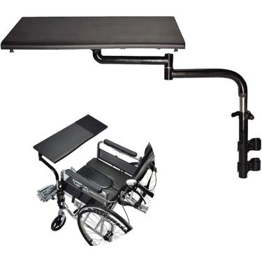 Imagem de Mesa De Bandeja Ajustável Para Cadeira De Rodas Para Comer Ler Descansar - Mesa De Mão Universal Mesa De Computador Removível Para Cadeira De Rodas Configurações Ergonômicas, Black