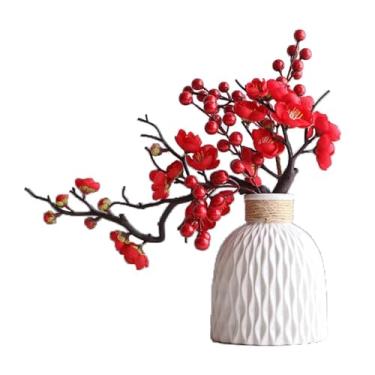 Imagem de BLWOTMOR Flores Artificiais Falsas com Vaso Moderno Decoração para Festas Internas Flores Secas Bonsai Palhetas Florais Artificiais Vaso para Escritório Feriad
