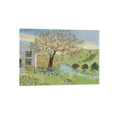 Imagem de LXURY Impressão de arte de parede em tela de paisagem - árvore de maçã - imagem em tela com moldura de madeira - decoração de parede pintura - reproduções de pôsteres famosos 60 x 84 cm 24 x 33