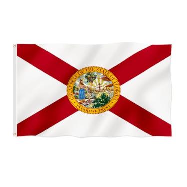 Imagem de Bandeira do estado da Flórida Flórida, bandeira do estado da Flórida, 9 x 1,5 m, à prova de desbotamento, linda cor de poliéster mais espesso com 2 argolas de latão