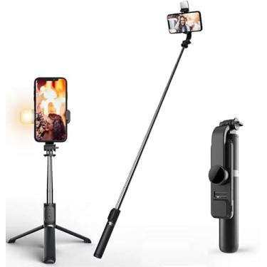 Imagem de Bastão Pau de selfie Tripé Retrátil Com Luz LED Controle Bluetooth Celular