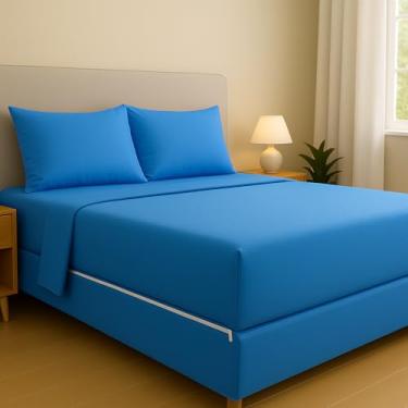 Imagem de Capa de Colchão Queen em Malha com Zíper – Tecido Gel Confortável e Elástico 30 cm (Azul)