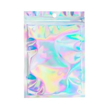 Imagem de Sacos Holográficos Resseláveis de Mylar Ziplock 100pcs Armazenamento D