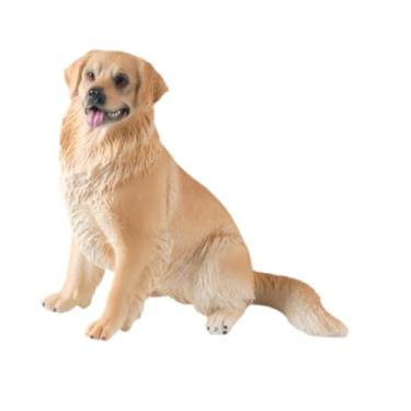 Imagem de Dynwave Escultura de cachorro realista, estatueta de animal, brinquedos decorativos em miniatura, presentes de aniversário, modelo colecionável, ornamento, Marrom Claro