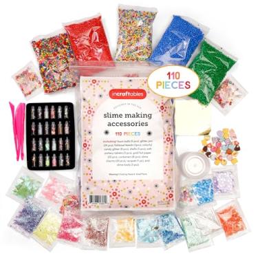 Imagem de Incraftables Kit de acessórios para geleca com pingentes de geleca – 110 peças de suplementos de slime e kit de acessórios para fazer slime – Suprimentos completos de geleca para brincadeiras