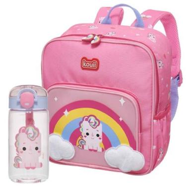 Imagem de Kit Mochila Filhotiis Infantil De Costas + Garrafinha Com Canudo 460mL