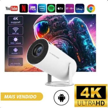 Imagem de Mini Projetor Smart 4k Wifi 1080p HD HY300 Cor Branco brilho ajustável