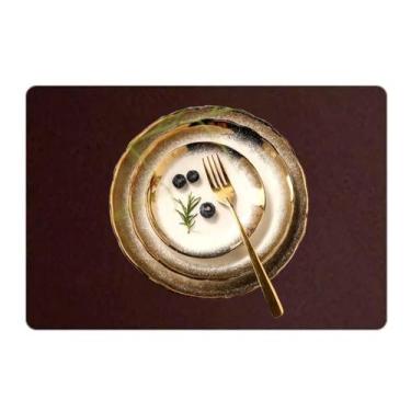 Imagem de Jogo Americano Sousplat Retangular 50 Pçs Limpa Facil Couro - Genertoy