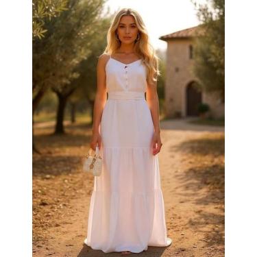 Imagem de Vestido Feminino Alça de Regulagem Madrinha Chá Revelação Vestido Long