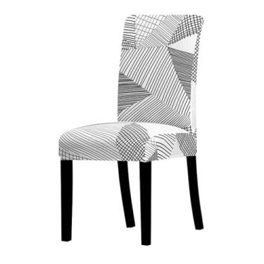 Imagem de Capa para cadeira estampada, lavável, grande, elástica, para cozinha, assentos elásticos, para sala de jantar, casamento (6 peças/K331)