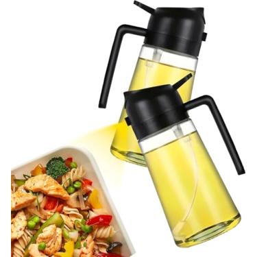 Imagem de Porta Azeite Spray Borrifador 2 em 1 de Vidro 500ml para Óleos e Vinagres, Ideal para Culinária Saudável e Precisa (PRETO)