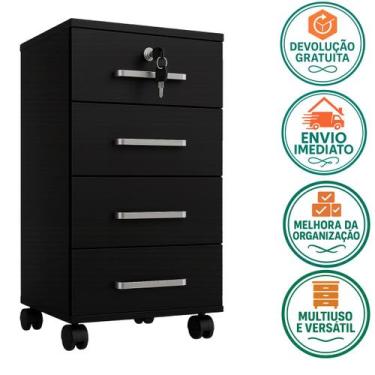 Imagem de Gaveteiro Com 4 Gavetas Organizador Escritório Com Rodinhas - Cema Dec