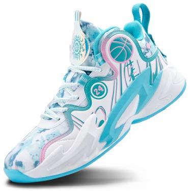 Imagem de Novetra Tênis de basquete masculino respirável para treinamento, antiderrapante e resistente ao desgaste(White blue1,42 BR)