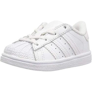 Imagem de adidas Originals Tênis infantil unissex Superstar Foundation, Núcleo branco/branco, 12.5 Little Kid
