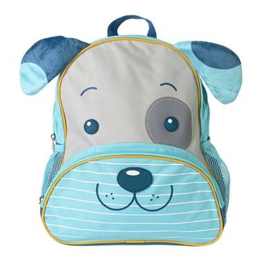 Imagem de Mochila Infantil Cachorro Azul Com Bolso Frontal E Alças