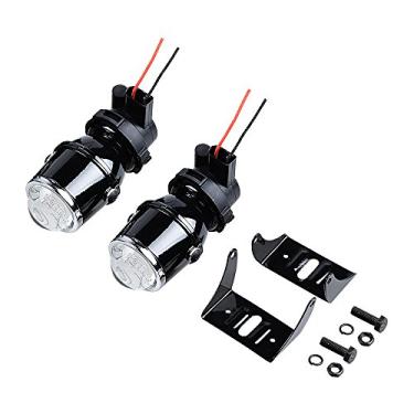 Imagem de Astra Depot 2 peças de faróis de neblina de halogêneo H3 de 55 W com lente de vidro – Lâmpadas universais para direção de para-choques com suportes de montagem, 12 V, 2400 lm – caixa preta, lente