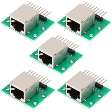Imagem de Teansic Kit de placa breakout RJ45 de 8 pinos com placa PCB e conectores de pino adaptador de porta de rede conector de placa de teste (soquete horizontal)