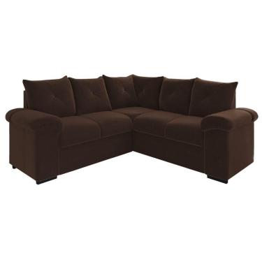 Imagem de Sofá De Canto 5 Lugares Pegasus Veludo Mamflex Marrom