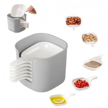 Imagem de Conjunto de prato de molho e suporte, 6 peças de prato de plástico com caixa de armazenamento, conjunto de tigela para restaurante, festa em casa, piqueniques e churrasco, servir temperos, molhos
