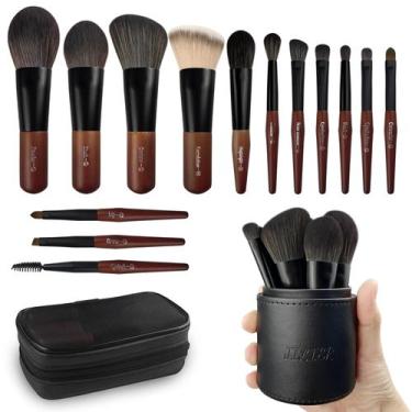 Imagem de Conjunto de pincéis de maquiagem JILIER Travel 14 peças com estojo de 