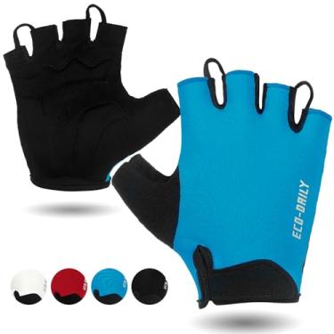 Imagem de Eco-daily Luvas de ciclismo para homens e mulheres, acolchoadas para mountain bike, luvas leves de meio dedo, antiderrapantes para absorção de choque para MTB Road Biking Fitness