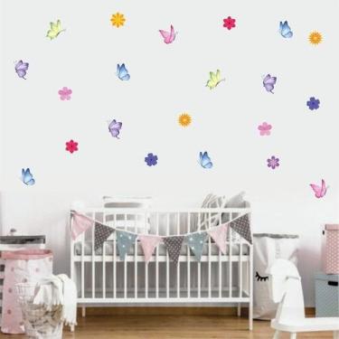 Imagem de Adesivo Decorativo Borboletas e flores - RA PERSONALIZE