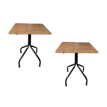 Imagem de Kit com 2 Mesa Moema 70x70 Para Sorveteria Sala Restaurante Imbuia - E