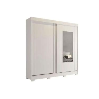 Imagem de Guarda Roupas 2 Portas de Correr (1 c/ Espelho) e 8 Gavetas Ilheus Branco - Panan