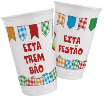 Imagem de 20 copos festa junina descartável eita trem bão 300ml julina - loja do